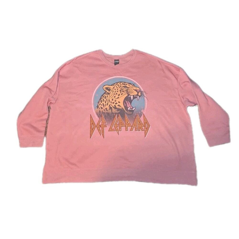Def Leppard Terra & Sky Pink Pullover Sweatshirt Brand New Soft Lining 3XL